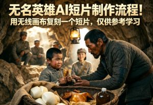 无名英雄AI短片制作流程！用无线画布复刻一个短片，仅供参考学习-16888副业资讯
