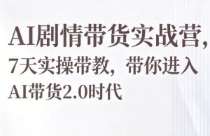 AI剧情带货实战营，7天实操带教，带你进入AI带货2.0时代-16888副业资讯
