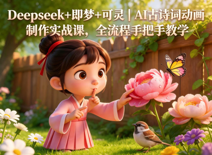 Deepseek+即梦+可灵｜AI古诗词动画制作实战课，全流程手把手教学-16888副业资讯