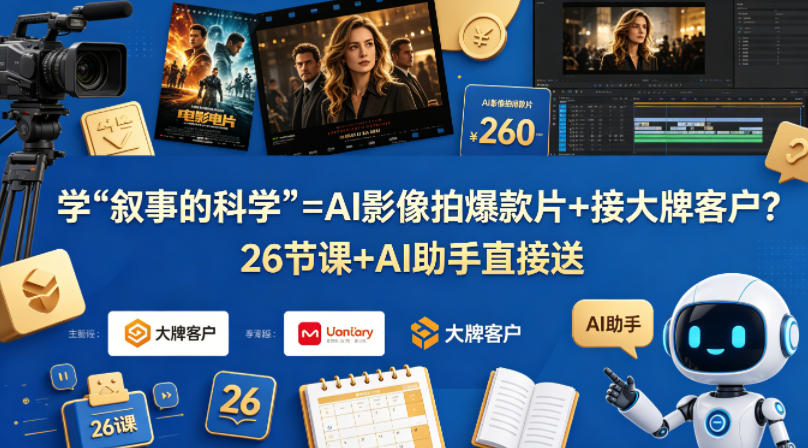 学《叙事的科学》=AI影像拍爆款片+接大牌客户？26节课+AI助手直接送【原创双语字幕】-16888副业资讯