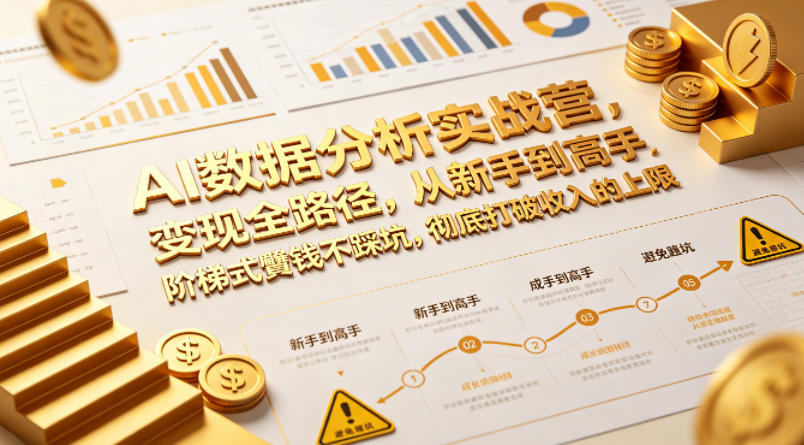 AI数据分析实战营，变现全路径，从新手到高手，阶梯式賺钱不踩坑，彻底打破收入的上限-16888副业资讯