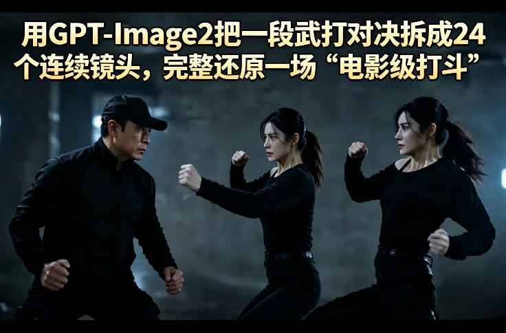 用GPT-Image2把一段武打对决拆成24个连续镜头，完整还原一场“电影级打斗”-16888副业资讯
