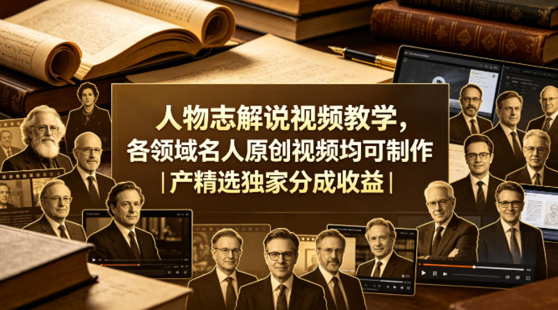 人物志解说视频教学，各领域名人原创视频均可制作丨精选独家分成收益-16888副业资讯