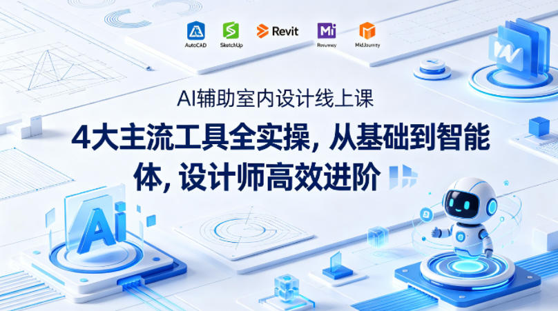 AI辅助室内设计线上课｜4大主流工具全实操，从基础到智能体，设计师高效进阶-16888副业资讯