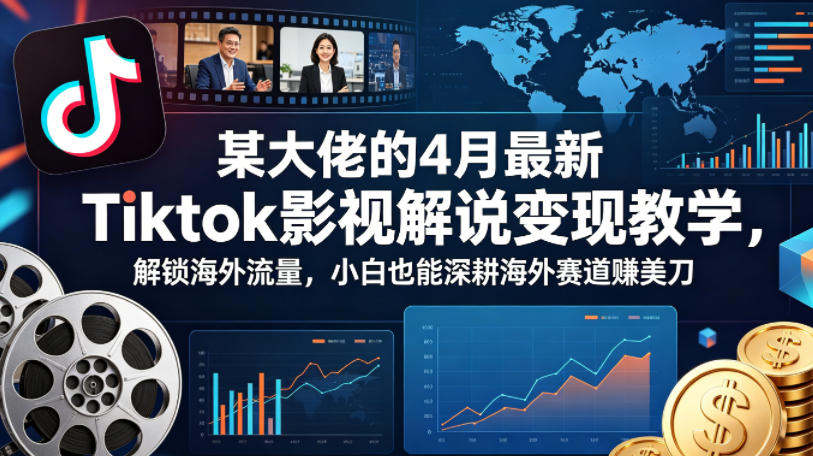 某大佬的4月最新Tiktok影视解说变现教学，解锁海外流量，小白也能深耕海外赛道賺美刀（更新）-16888副业资讯