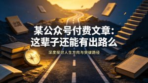 某公众号付费文章：这辈子还能有出路么-16888副业资讯