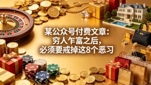某公众号付费文章：穷人乍富之后，必须要戒掉这8个恶习-16888副业资讯