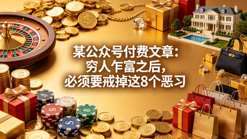 某公众号付费文章：穷人乍富之后，必须要戒掉这8个恶习-16888副业资讯