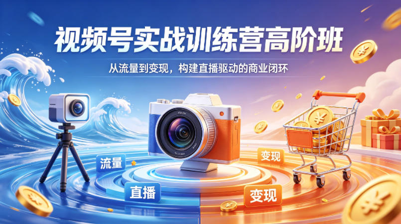 视频号实战训练营高阶班，从流量到变现，构建直播驱动的商业闭环（26年4月）-16888副业资讯
