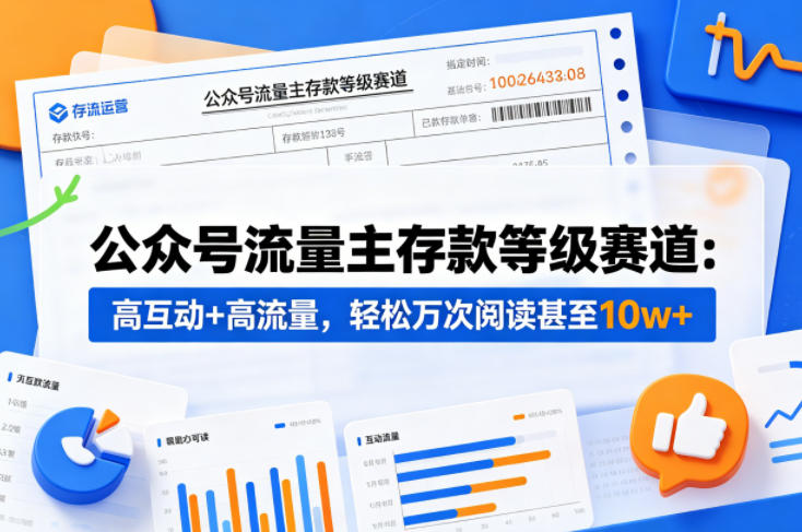 公众号流量主之存款等级赛道，高互动+高流量，轻松达到万次阅读，甚至10w+-16888副业资讯