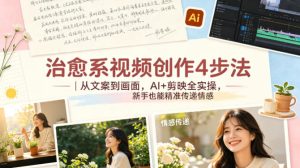 治愈系视频创作4步法｜从文案到画面，AI+剪映全实操，新手也能精准传递情感-16888副业资讯