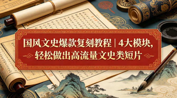 国风文史爆款复刻教程｜4大模块，轻松做出高流量文史类短片-16888副业资讯