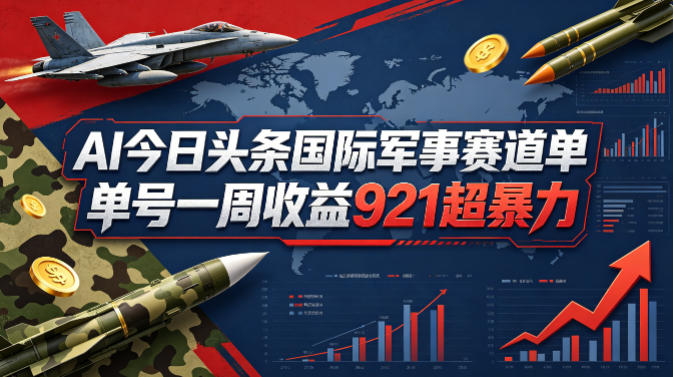 AI今日头条国际军事赛道，单号一周收益921，超暴力-16888副业资讯