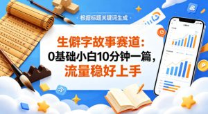 公众号流量主——生僻字故事赛道，流量稳，好上手，0基础小白也能10分钟一篇-16888副业资讯