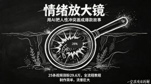 AI制作“情绪放大镜“视频，25条视频涨粉29.6W粉，流量巨大，制作简单，全流程教程-16888副业资讯
