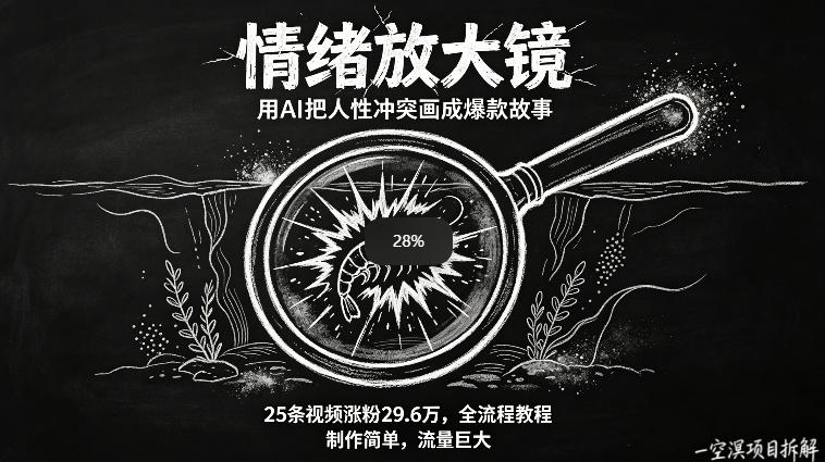 AI制作“情绪放大镜“视频，25条视频涨粉29.6W粉，流量巨大，制作简单，全流程教程-16888副业资讯