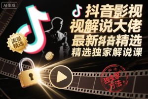 抖音影视解说大佬最新抖音进精选和独家方法，精选独家解说课（更新26年3月）-16888副业资讯