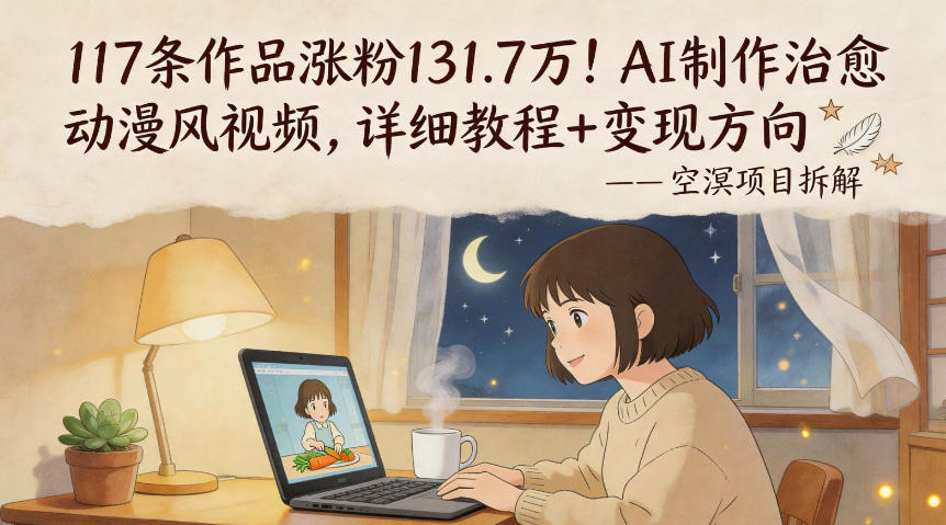 117条作品涨粉131.7W！AI制作治愈动漫风视频，详细教程+变现方向-16888副业资讯