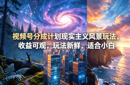 视频号分成计划现实主义风景玩法，收益可观，玩法新鲜，适合小白-16888副业资讯