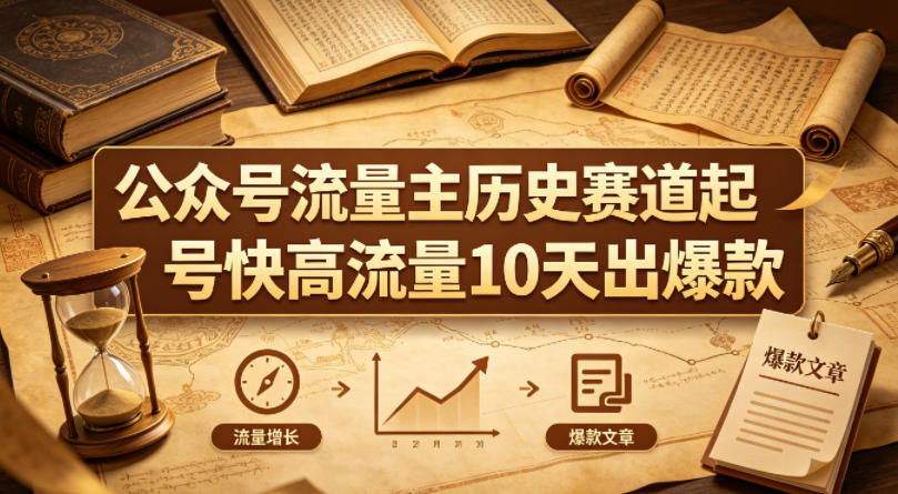 公众号流量主之历史赛道，起号快+高流量，10天就能出爆款！-16888副业资讯