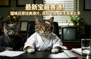 最新宝藏赛道!猫咪还原经典港片,涨粉飞快,新手简单上手-16888副业资讯