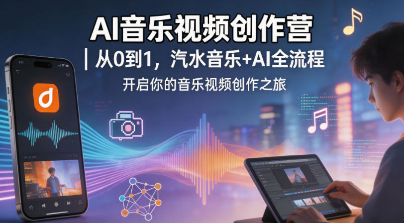 AI音乐视频创作营｜从0到1，汽水音乐+AI全流程，开启你的音乐视频创作之旅-16888副业资讯