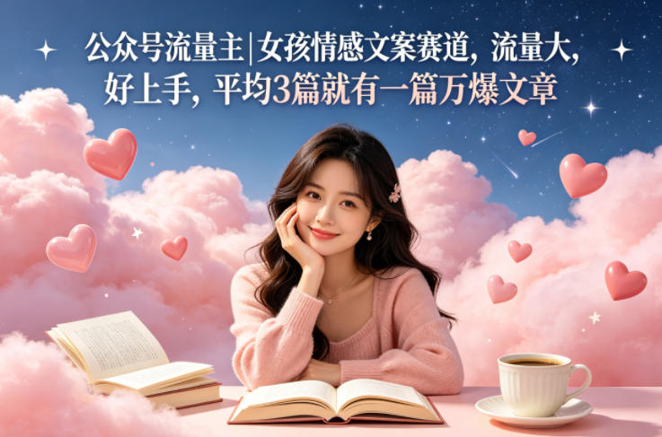 公众号流量主女孩情感文案赛道，流量大，好上手，平均3篇就有一篇万爆文章-16888副业资讯