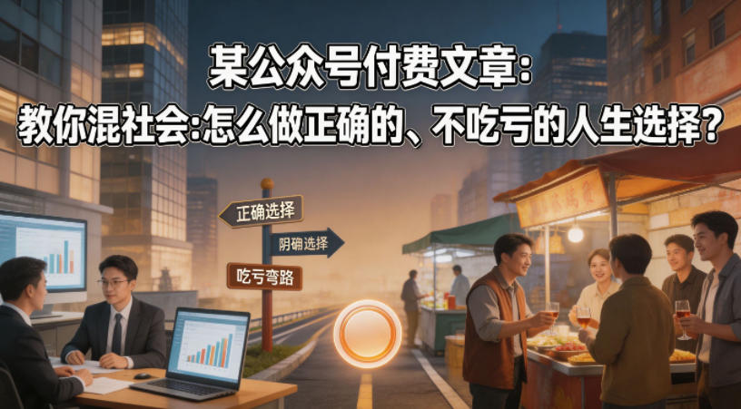 某公众号付费文章：教你混社会：怎么做正确的、不吃亏的人生选择？-16888副业资讯