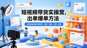 短视频带货实操营，出单爆单方法，全程实操讲解如何起号、涨粉、选品、出单、投放-16888副业资讯