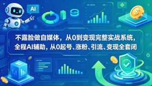 不露脸做自媒体，从0到变现完整实战系统，全程AI辅助，从0起号、涨粉、引流、变现全套闭环-16888副业资讯