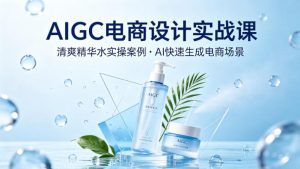 AIGC电商设计实战课，以清爽精华水为实操案例，教你用AI快速生成电商场景-16888副业资讯