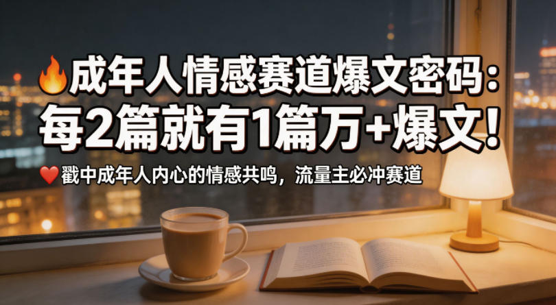 公众号流量主成年人情感心理赛道，流量最大，受众最广的主流赛道之一，平均每2篇就有1篇万爆文章-16888副业资讯