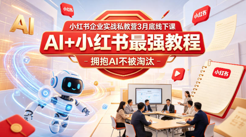 小红书企业实战私教营3月底线下课，AI+小红书最强教程，拥抱AI不被淘汰-16888副业资讯