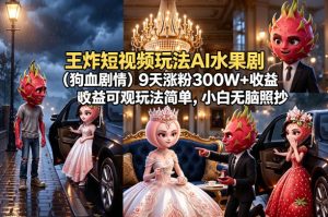 王炸短视频玩法AI水果剧（狗血剧情）9天涨粉300W+收益可观玩法简单，小白无脑照抄，详细拆解玩法-16888副业资讯