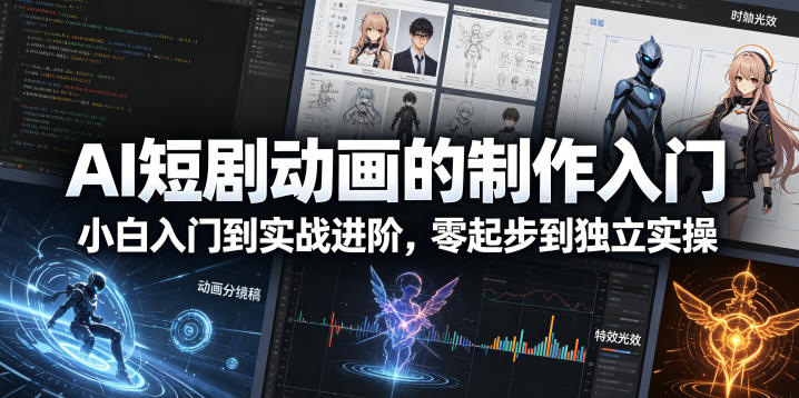 AI短剧动画的制作入门，小白入门到实战进阶，零起步到独立实操-16888副业资讯