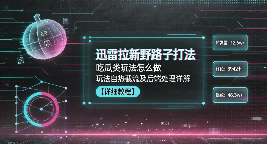迅雷拉新野路子打法，吃瓜类玩法怎么做，玩法自热截流及后端处理详解-16888副业资讯