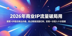 2026年商业IP流量破局用，搜索+IP组合跳出内卷，抢占精准流量红利，实现一分投入十分回报-16888副业资讯