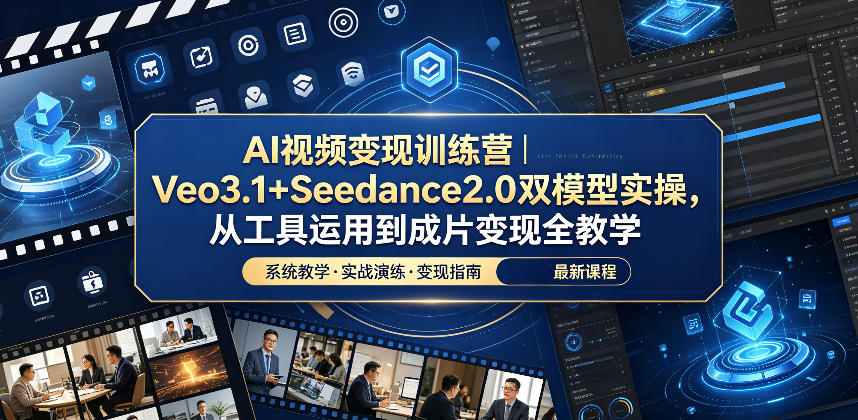 AI视频变现训练营｜Veo3.1+Seedance2.0双模型实操，从工具运用到成片变现全教学-16888副业资讯