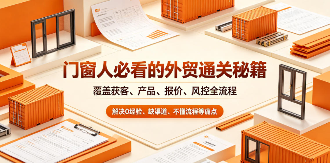 门窗人必看的外贸通关秘籍，块覆盖获客、产品、报价、风控全流程，解决0经验、缺渠道、不懂流程等痛点-16888副业资讯