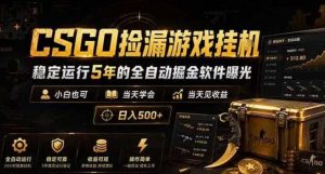 CSGO捡漏游戏挂G，稳定运行5年的全自动掘金软件曝光，小白也可当天学会，当天见收益，日入500+【揭秘】-16888副业资讯