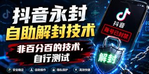 抖音永封自助解封技术，非百分百的技术，自行测试-16888副业资讯