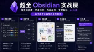 超全Obsidian实战课，涵盖数据库、思维导图、白板绘图、文献联动、AI生成，一站式搞定所有知识管理需求-16888副业资讯