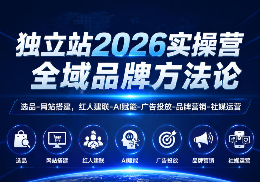 独立站2026实操营，全域品牌方法论，选品-网站搭建，红人建联-AI赋能-广告投放-品牌营销-社煤运营-16888副业资讯
