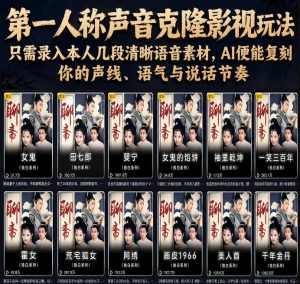 第一人称声音克隆影视玩法，只需录入本人几段清晰语音素材，AI便能复刻你的声线、语气与说话节奏-16888副业资讯