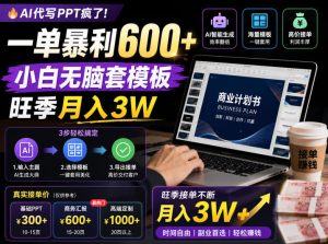 AI代写PPT疯了！一单暴利600+，小白无脑套模板，旺季月入3W，不用苦哈哈引流【揭秘】-16888副业资讯