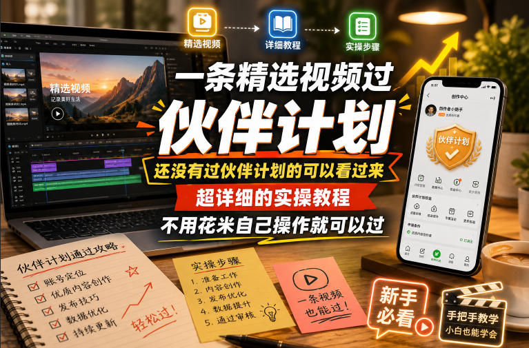 一条精选视频过伙伴计划，还没有过伙伴计划的可以看过来，超详细的实操教程，不用花米自己操作就可以过-16888副业资讯