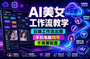 AI美女工作流教学，云端工作流出图，手机电脑均可，不需要配置，快速起号涨粉-16888副业资讯