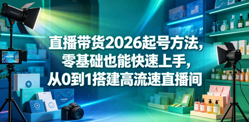 直播带货2026起号方法，零基础也能快速上手，从0到1搭建高流速直播间-16888副业资讯