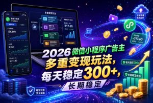 2026微信小程序广告主，多重变现玩法，每天稳定300+，长期稳定【揭秘】-16888副业资讯