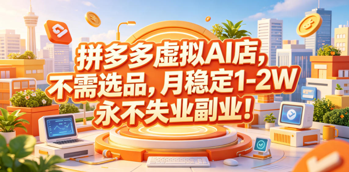 拼多多虚拟AI店，不需选品，月稳定1-2W，永不失业副业！【揭秘】-16888副业资讯